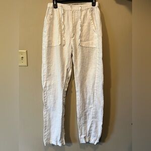 Bohio size M 💯 white linen. Pants with front patch pockets and back flap pockets